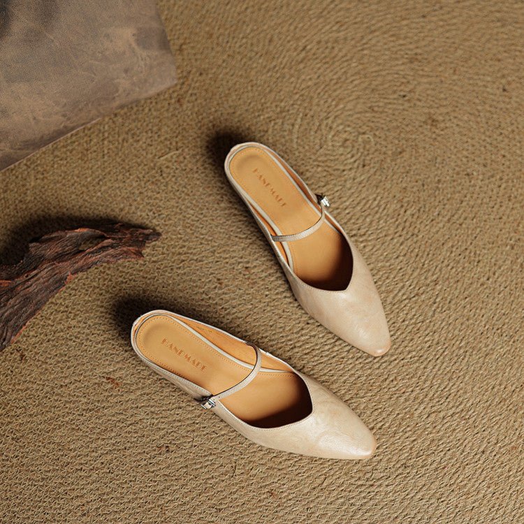 Dames Leren Spitse Instap Mules Mary Jane Riemgespen Flats