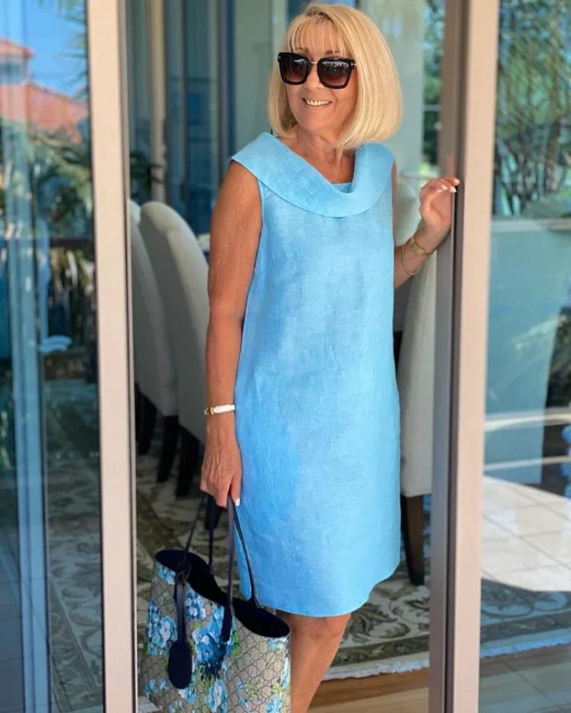 Dames Lichte Mouwloze Zomerjurk - Sky Blue