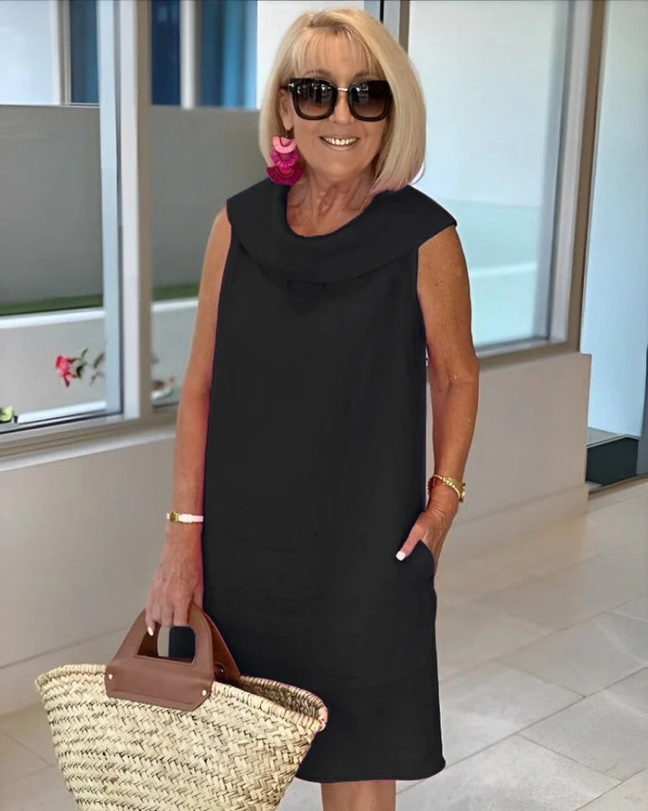 Dames Lichte Mouwloze Zomerjurk - Black