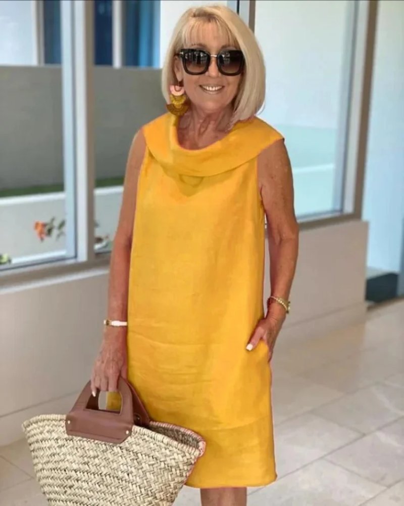 Dames Lichte Mouwloze Zomerjurk - Yellow
