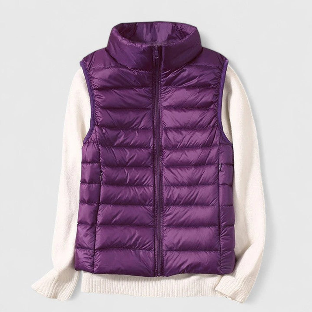 Dames Lichtgewicht Gewatteerd Mouwloos Puffer Vest - Paars