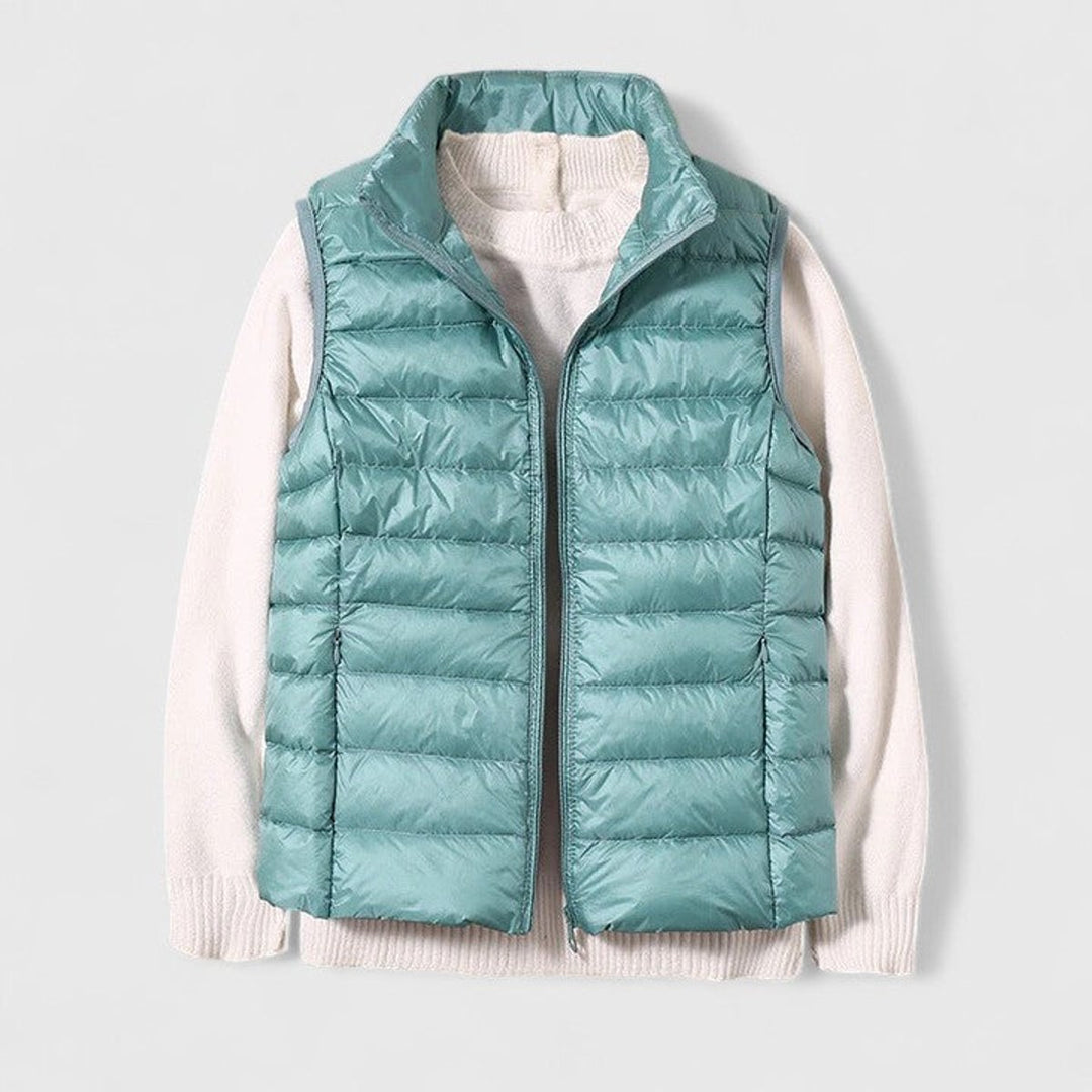 Dames Lichtgewicht Gewatteerd Mouwloos Puffer Vest - Lichtblauw