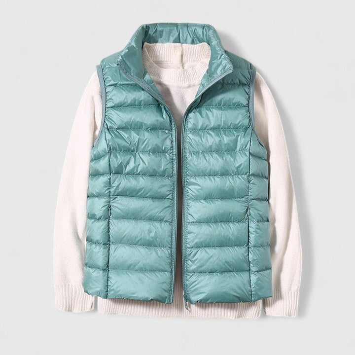 Dames Lichtgewicht Gewatteerd Mouwloos Puffer Vest - Lichtblauw