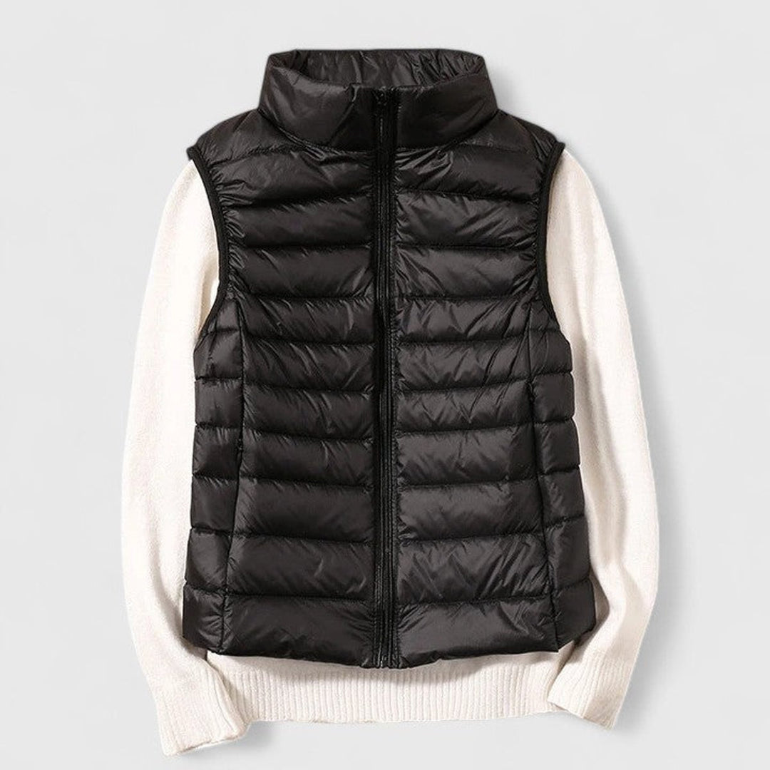 Dames Lichtgewicht Gewatteerd Mouwloos Puffer Vest - Zwart
