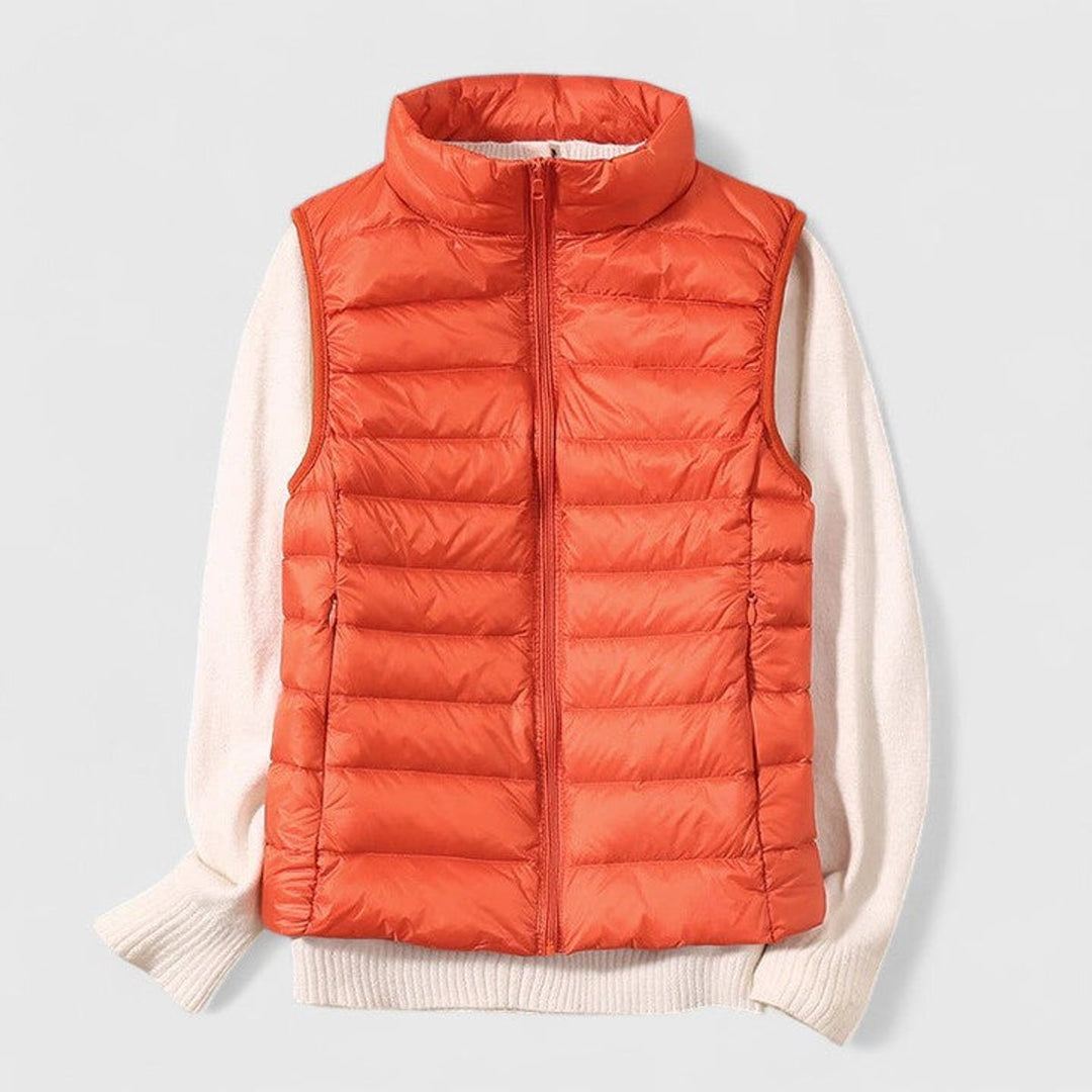 Dames Lichtgewicht Gewatteerd Mouwloos Puffer Vest - Oranje
