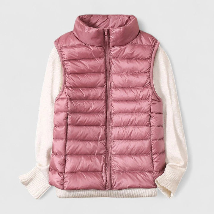 Dames Lichtgewicht Gewatteerd Mouwloos Puffer Vest - Roze