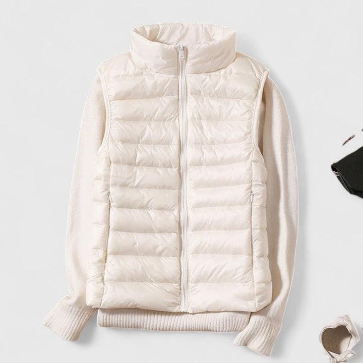 Dames Lichtgewicht Gewatteerd Mouwloos Puffer Vest - Wit