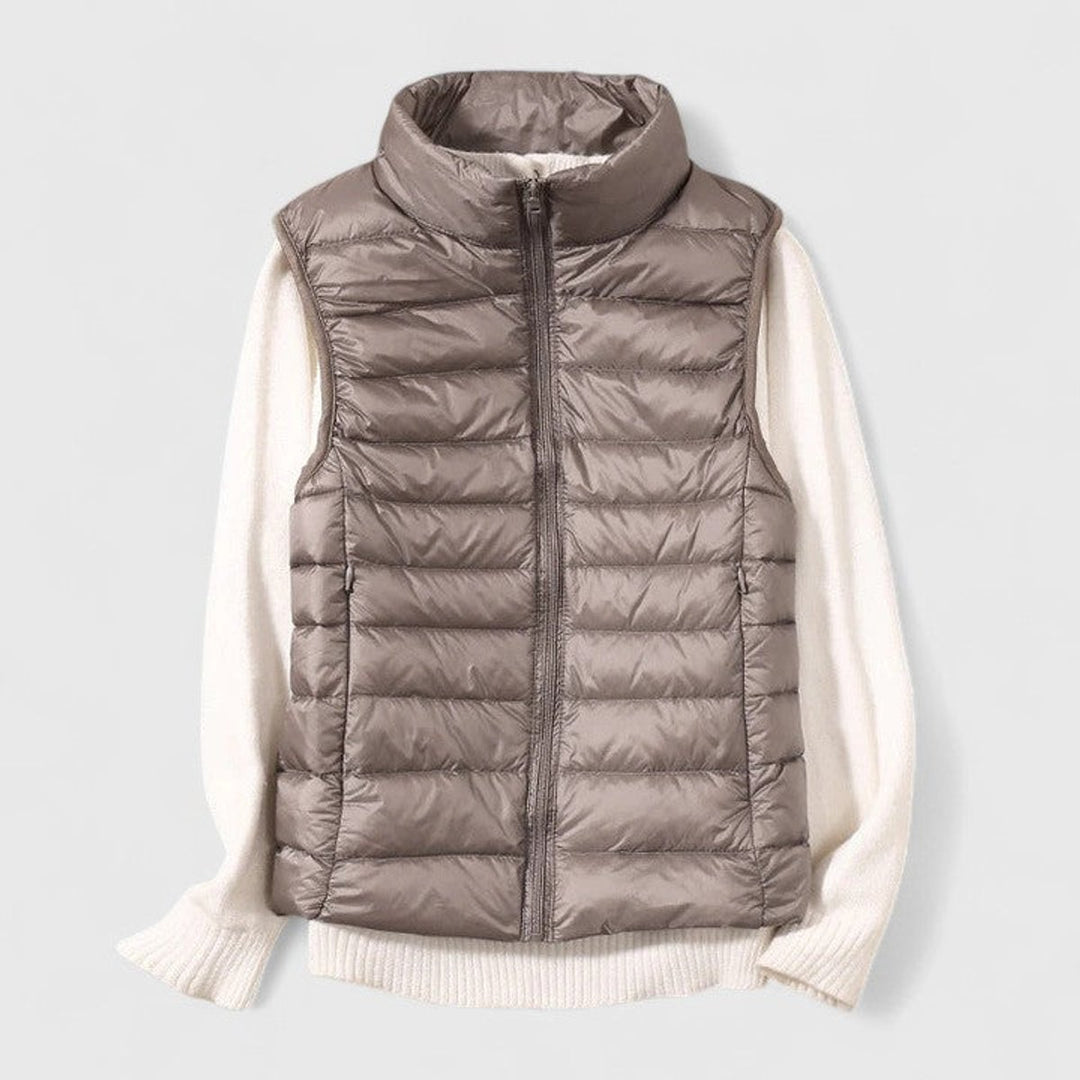 Dames Lichtgewicht Gewatteerd Mouwloos Puffer Vest - Khaki