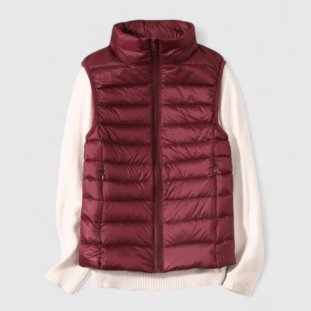 Dames Lichtgewicht Gewatteerd Mouwloos Puffer Vest - Bordeaux
