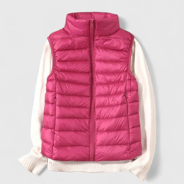 Dames Lichtgewicht Gewatteerd Mouwloos Puffer Vest - Rosé