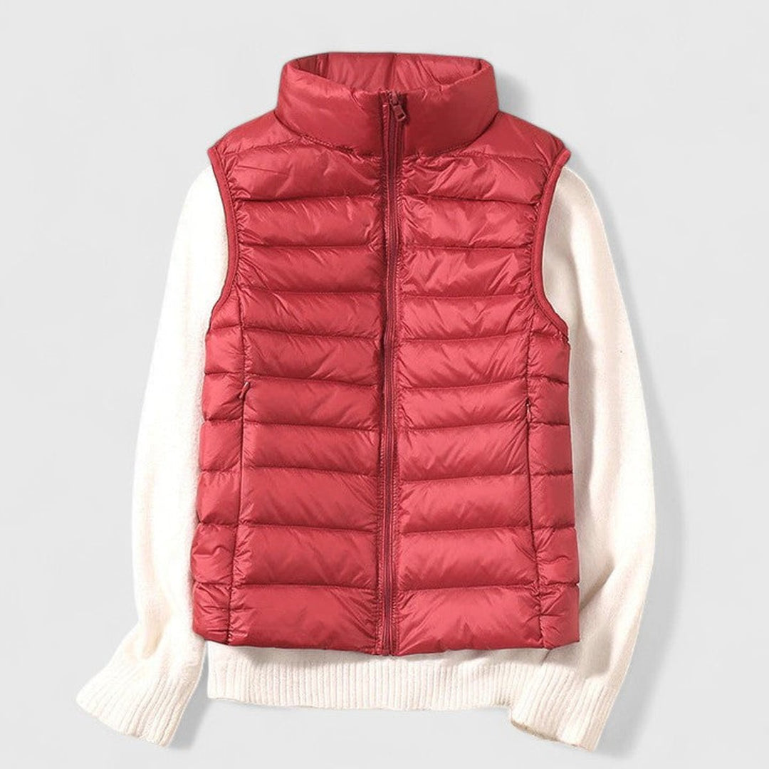 Dames Lichtgewicht Gewatteerd Mouwloos Puffer Vest - Rood