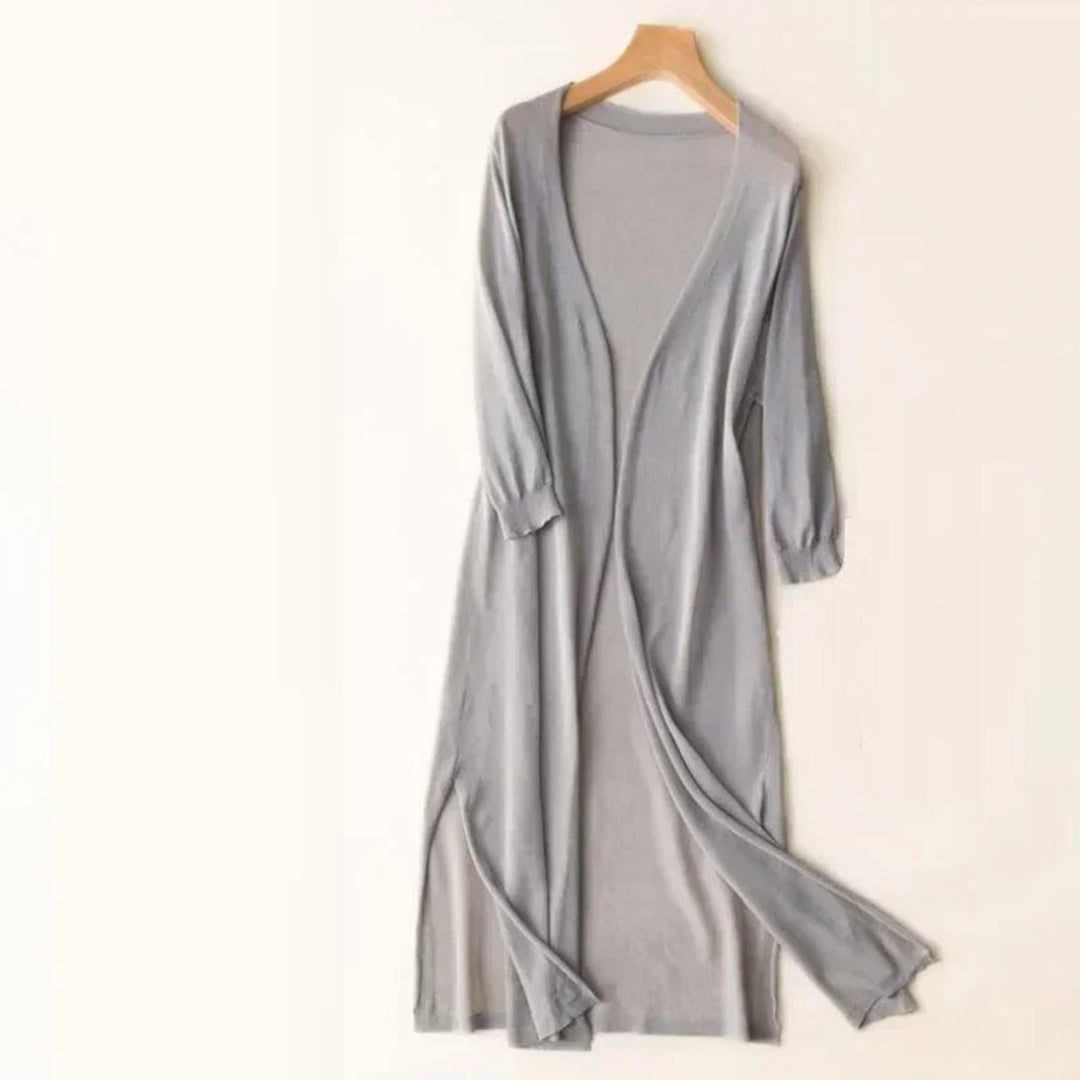 Dames Lichtgewicht Lange Open Cardigan V-Hals