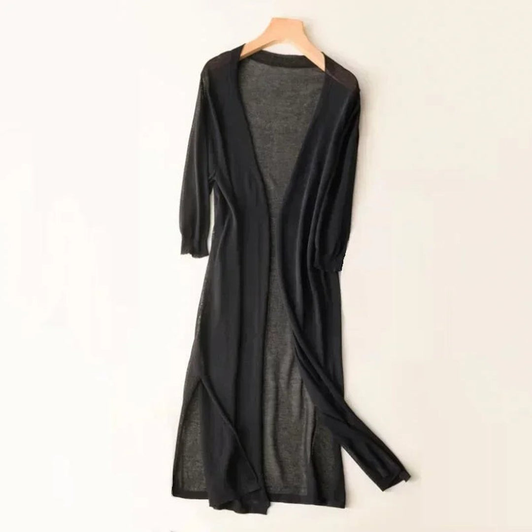 Dames Lichtgewicht Lange Open Cardigan V-Hals