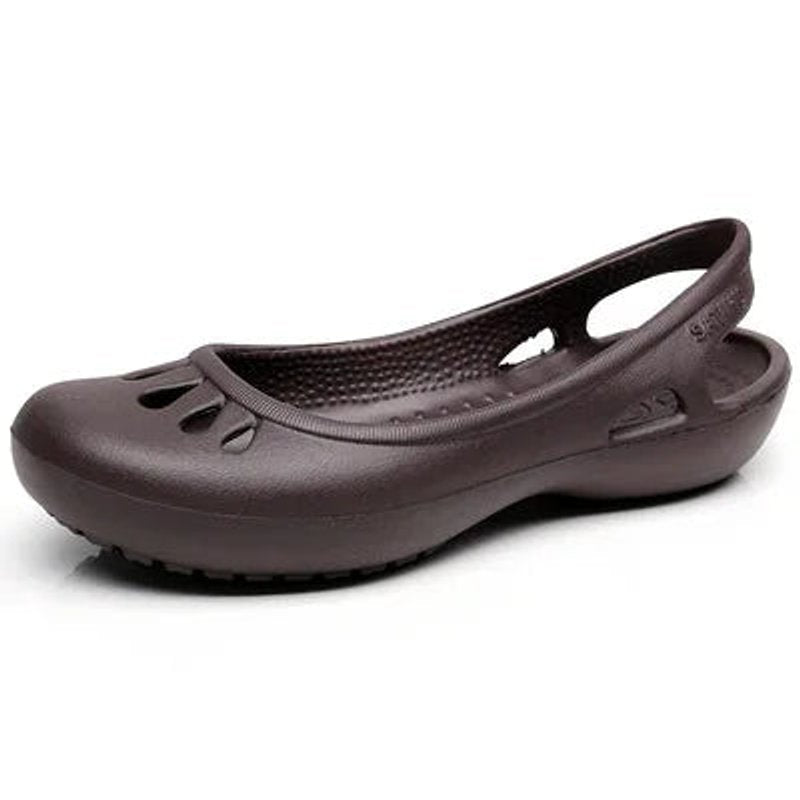 Dames Lichtgewicht Waterproof Comfortable Sandals Jelly Flats - Coffee