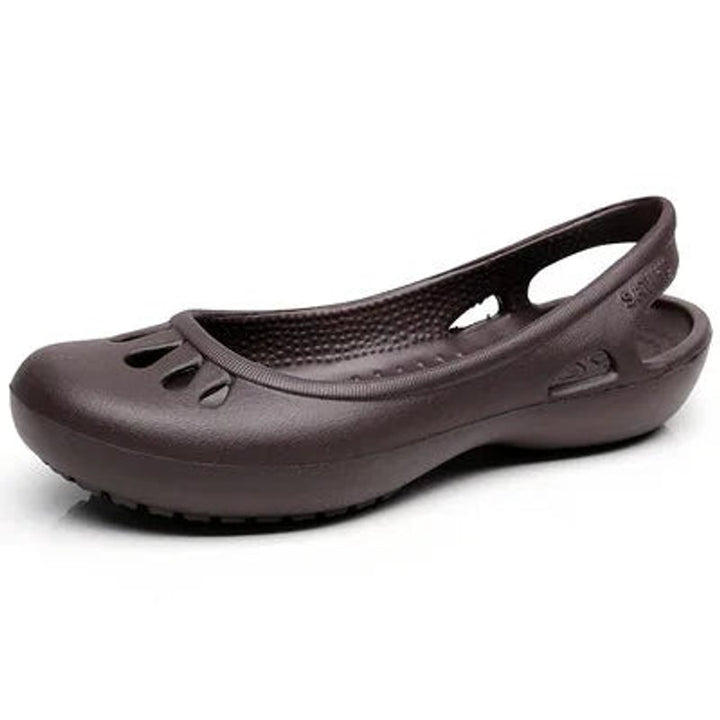 Dames Lichtgewicht Waterproof Comfortable Sandals Jelly Flats - Coffee