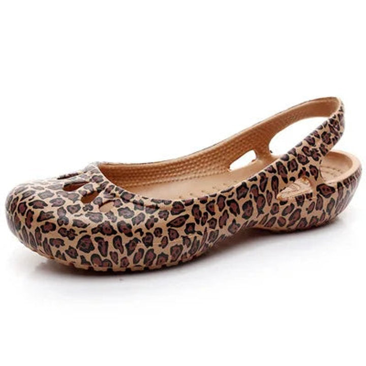 Dames Lichtgewicht Waterproof Comfortable Sandals Jelly Flats - Leopard