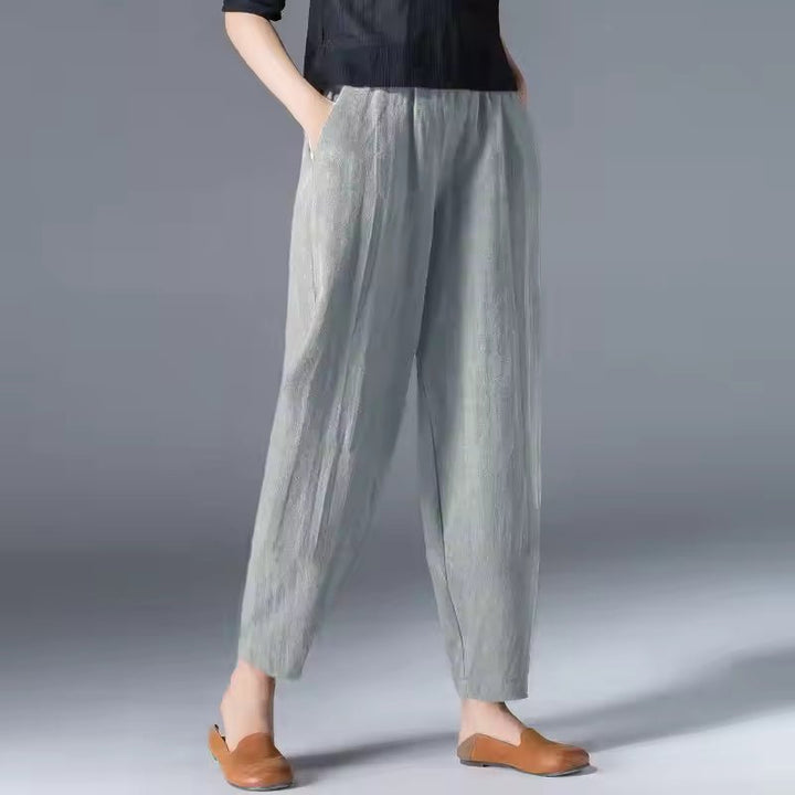 Dames Lichtgewicht Zomer Elastische Taille Broek - Gray