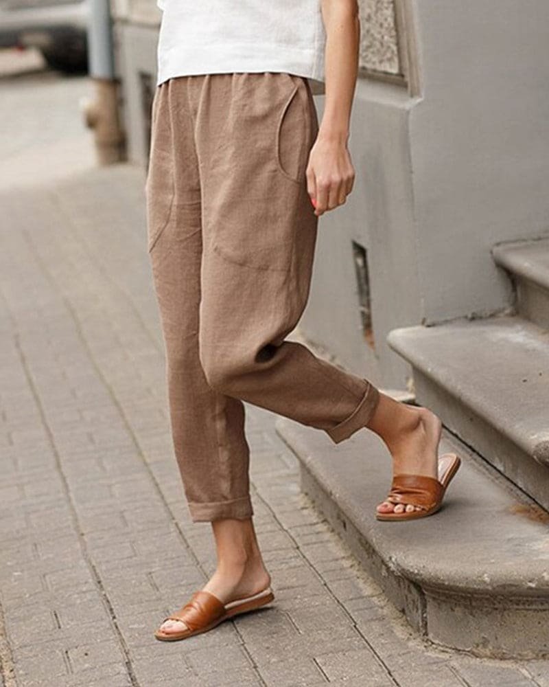 Dames Linnen Ontspannen Harem Broek