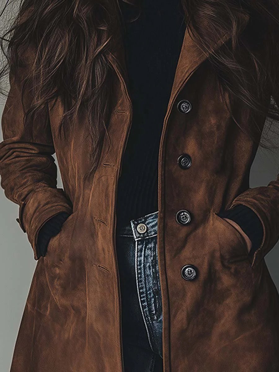 Dames Longline Dubbelrijige Vintage Trench Coat Tailored