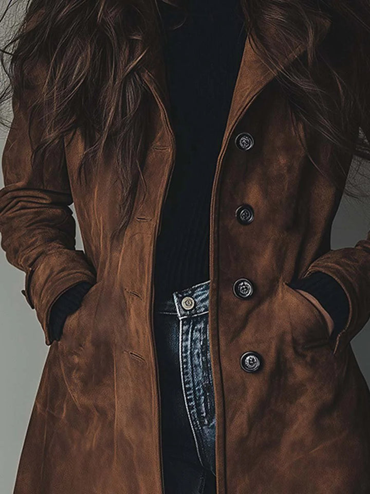 Dames Longline Dubbelrijige Vintage Trench Coat Tailored