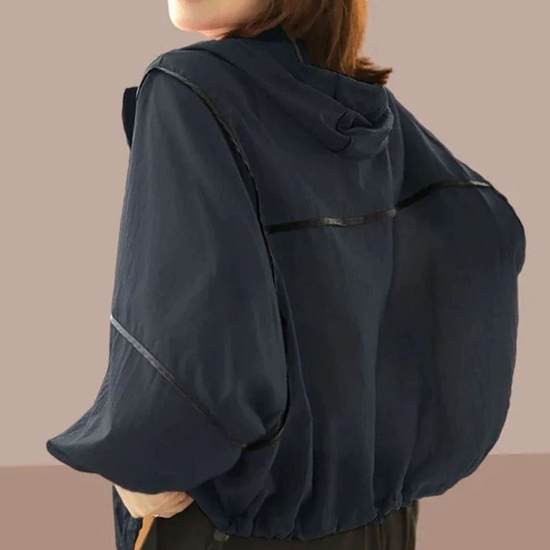 Dames Luchtige Oversized Zomer Hoodie Jas Katoen-Polyester Blend - Zwart
