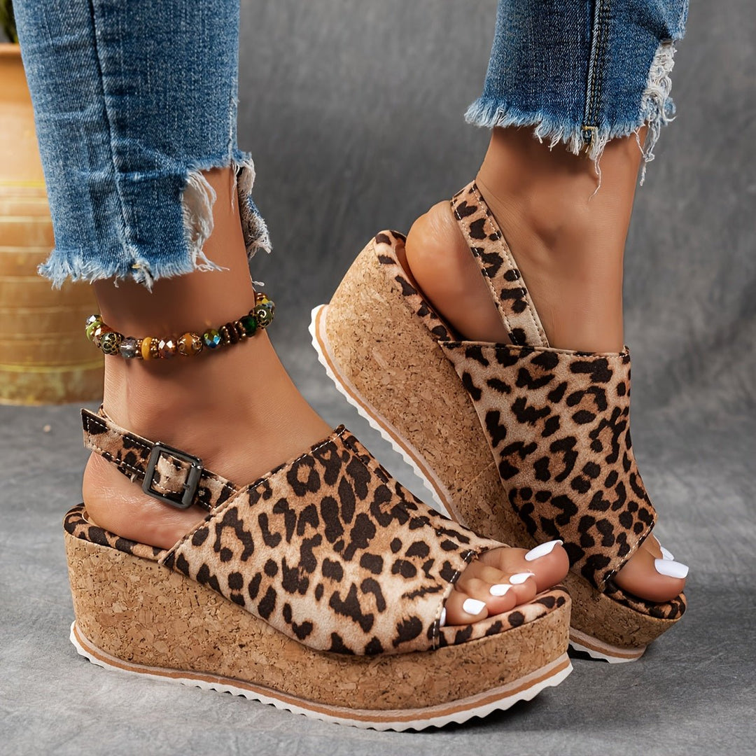 Dames Luipaardprint Platformsandalen Verstelbare Gesp Comfortabele Sandalen
