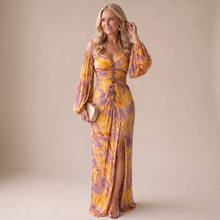 Dames Maxi Feestjurk Off-Shoulder Sweetheart met Juwelensluiting