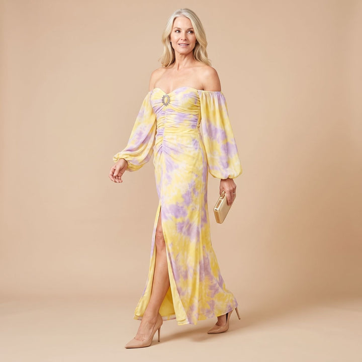 Dames Maxi Feestjurk Off-Shoulder Sweetheart met Juwelensluiting