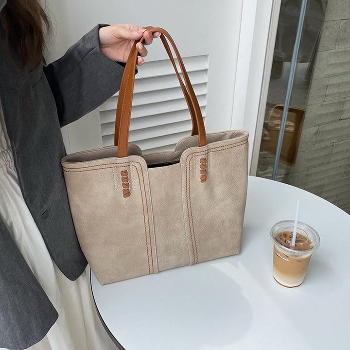 Dames Minimalistische Kunstleren Tote Bag Ruime Schoudertas