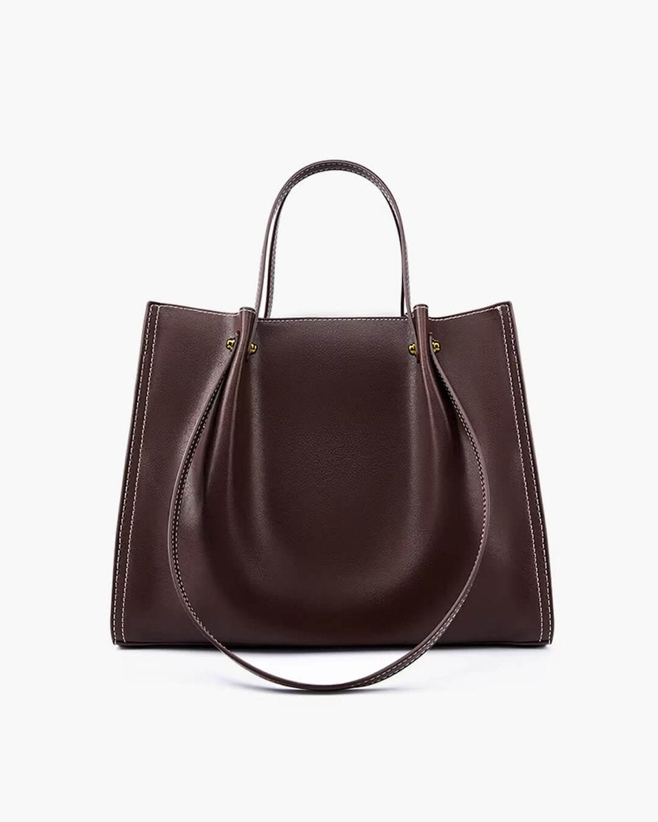 Dames Minimalistische Veganleren Tote Bag Contraststiksels