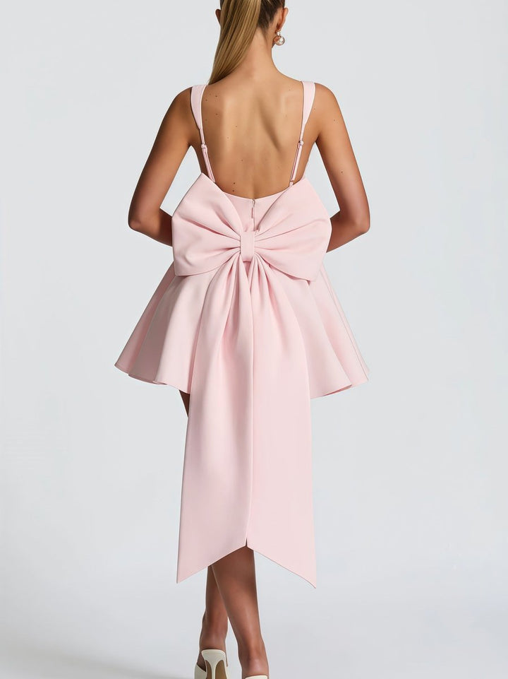 Dames Mouwloze A-lijn Cocktailjurk Oversized Strik - Roze