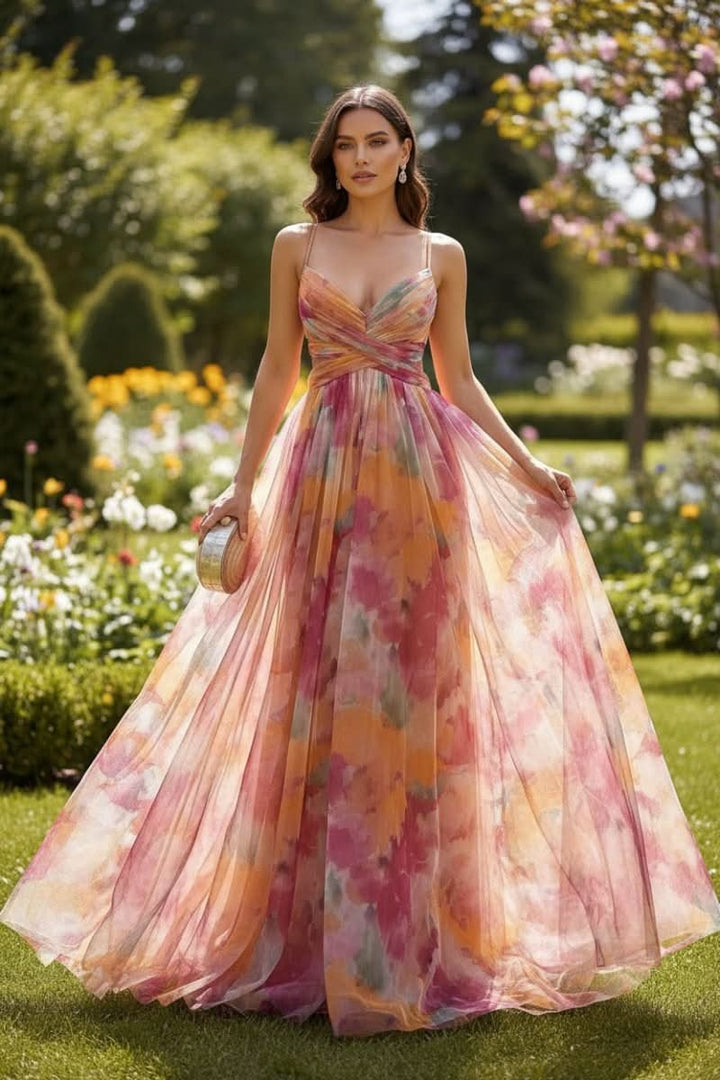 Dames Mouwloze Bloemen Maxi Cocktail Dress Spaghettibandje