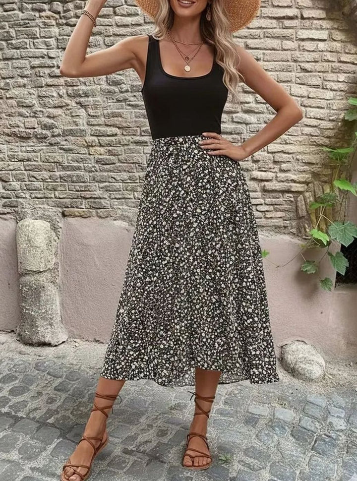 Dames Mouwloze Bloemenprint Bohemian A-lijn Maxi Jurk