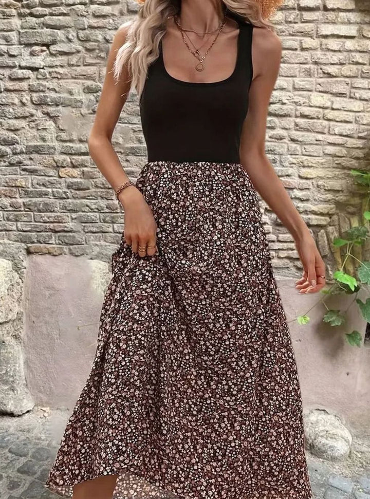 Dames Mouwloze Bloemenprint Bohemian A-lijn Maxi Jurk
