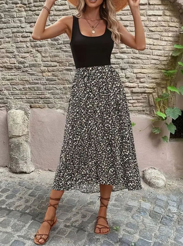 Dames Mouwloze Bloemenprint Bohemian A-lijn Maxi Jurk