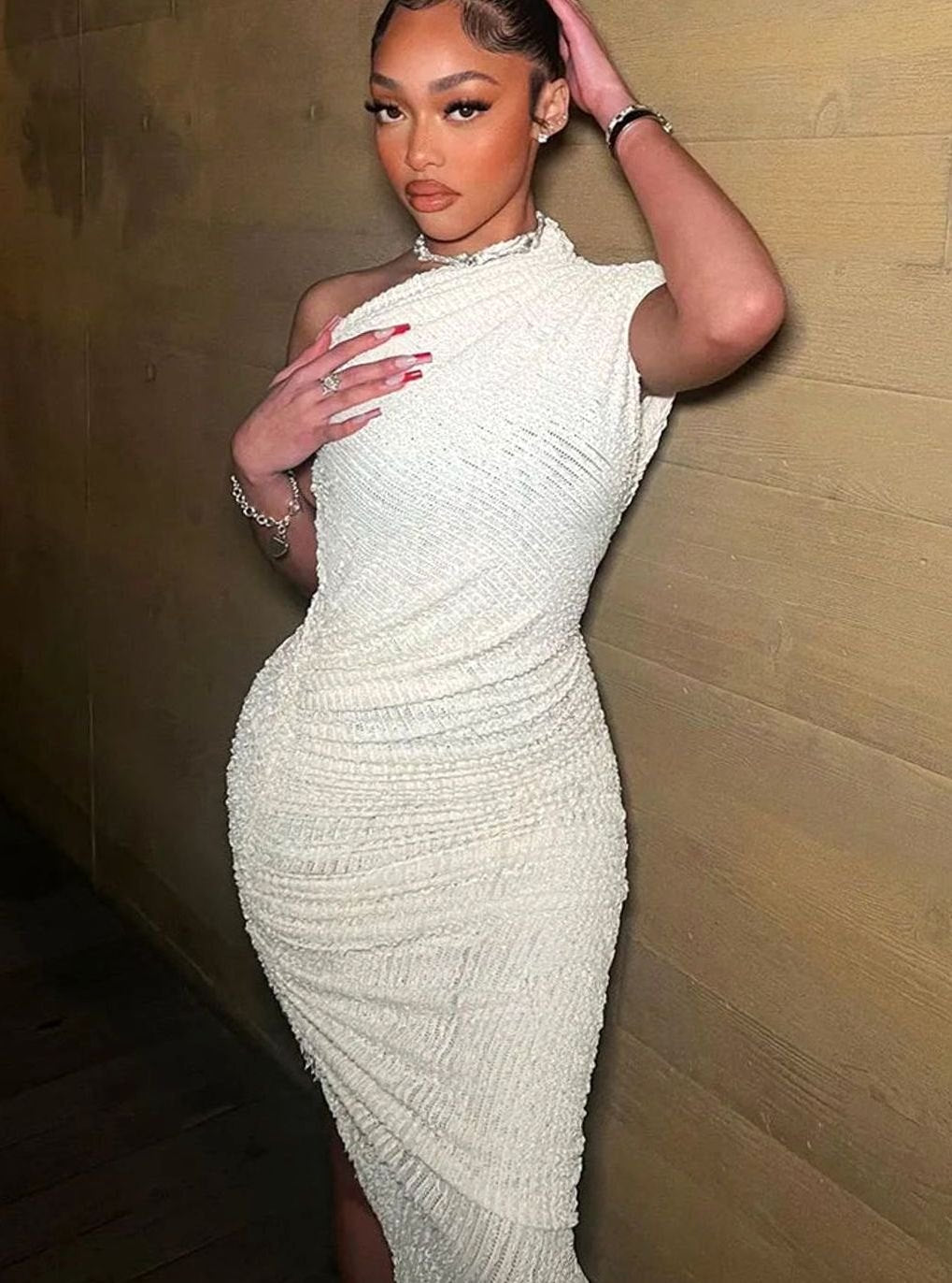 Dames Mouwloze Bodycon Midi Galajurk met Één Schouder en Split