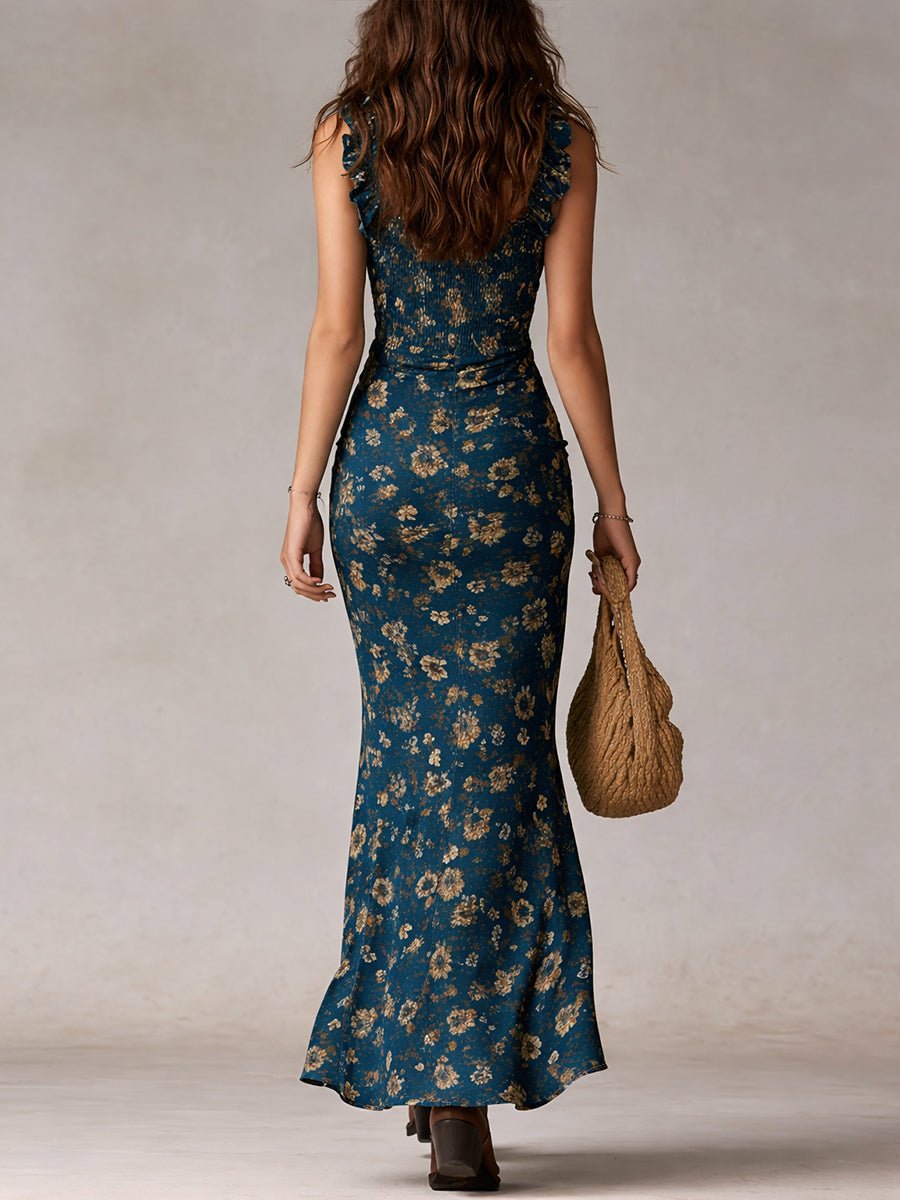 Dames Mouwloze Boho Bloemen Maxi Jurk