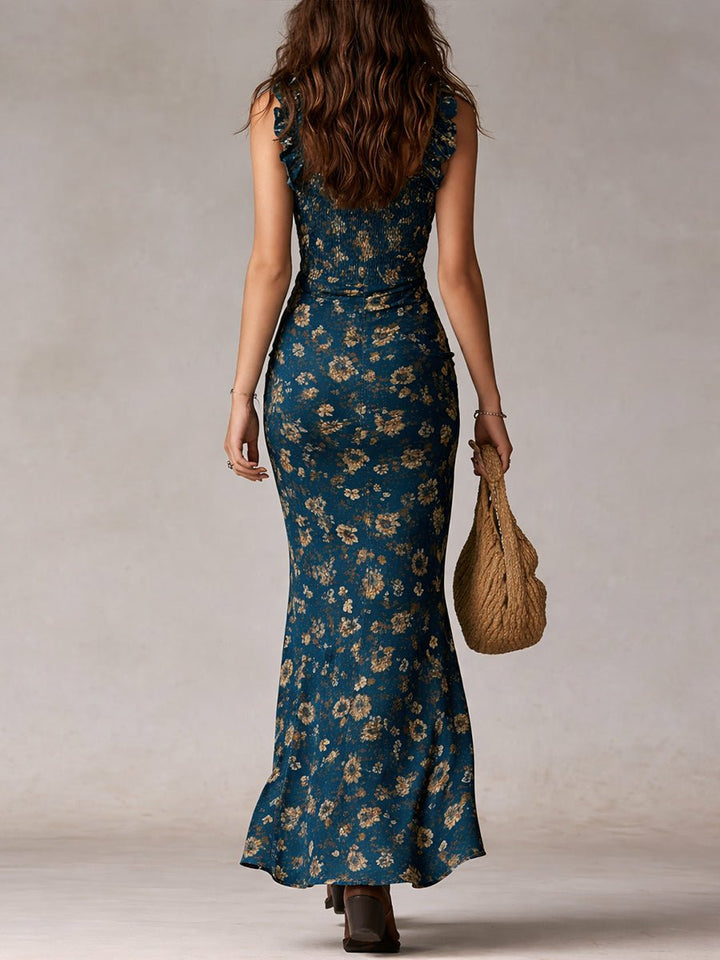 Dames Mouwloze Boho Bloemen Maxi Jurk