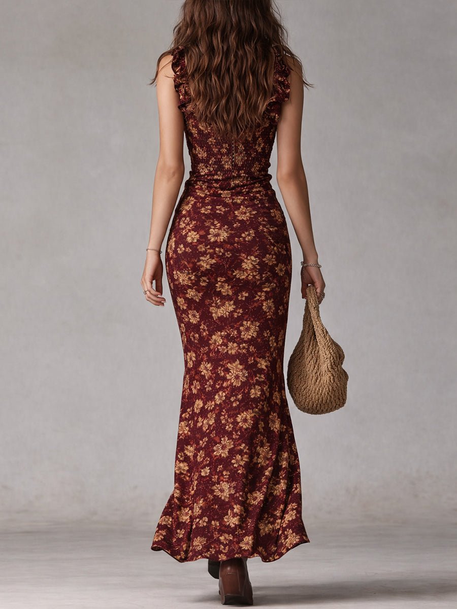 Dames Mouwloze Boho Bloemen Maxi Jurk
