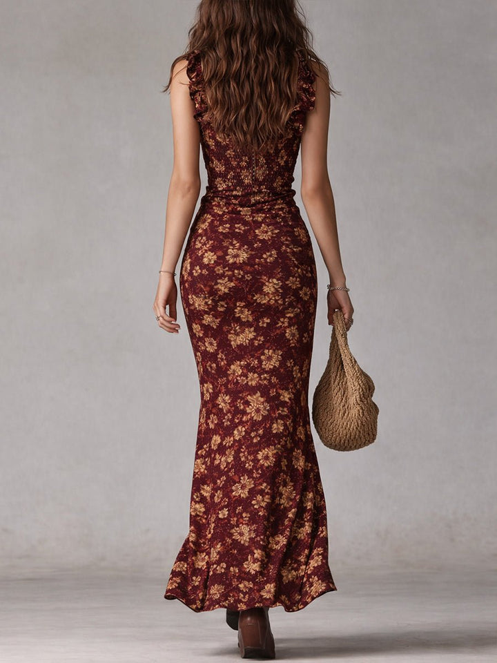 Dames Mouwloze Boho Bloemen Maxi Jurk