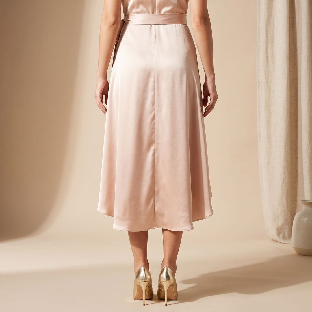 Dames Mouwloze Feestjurk V-hals Wikkelstijl High-Low Zoom
