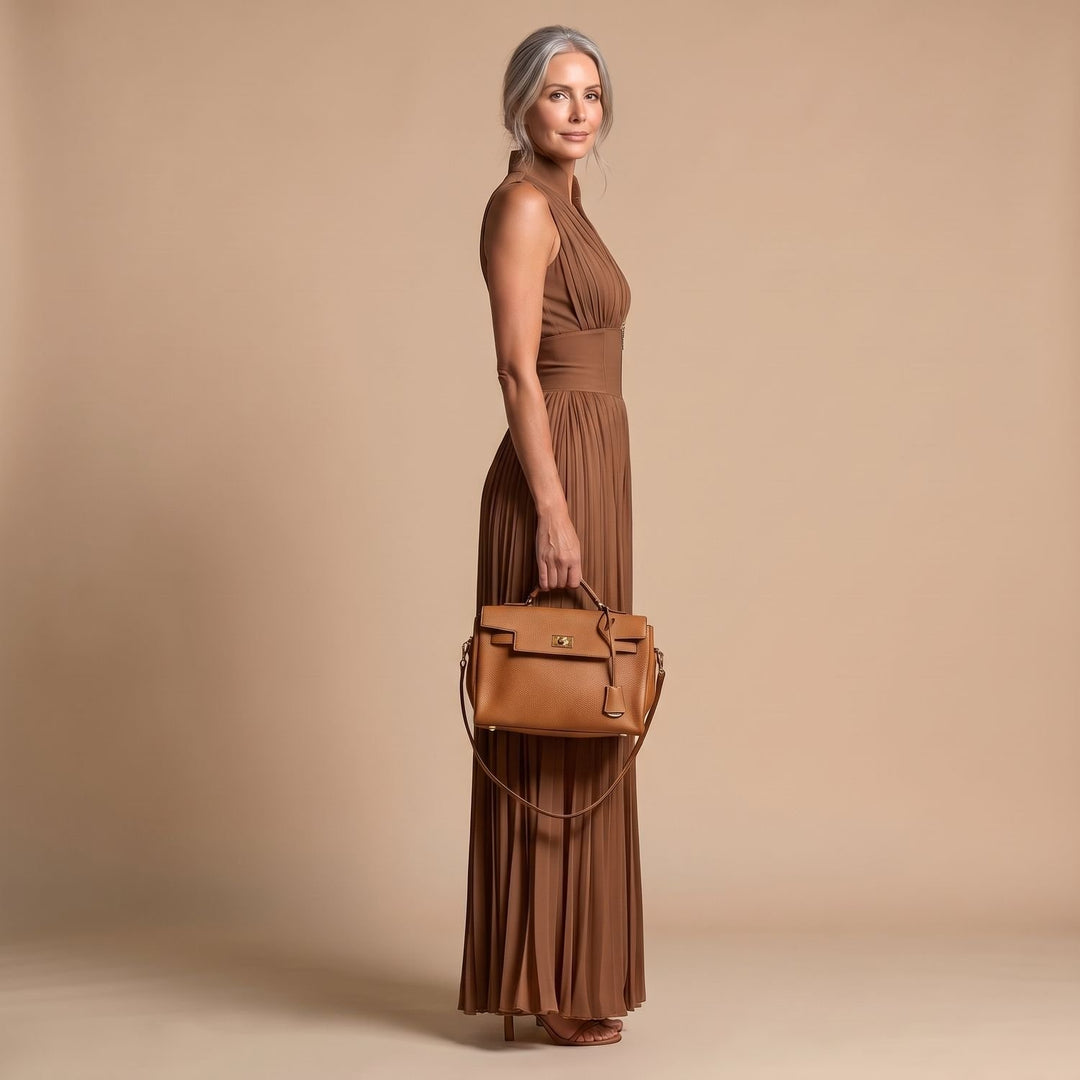 Dames Mouwloze Geplooide Wide Leg Jumpsuit met Diepe V-hals