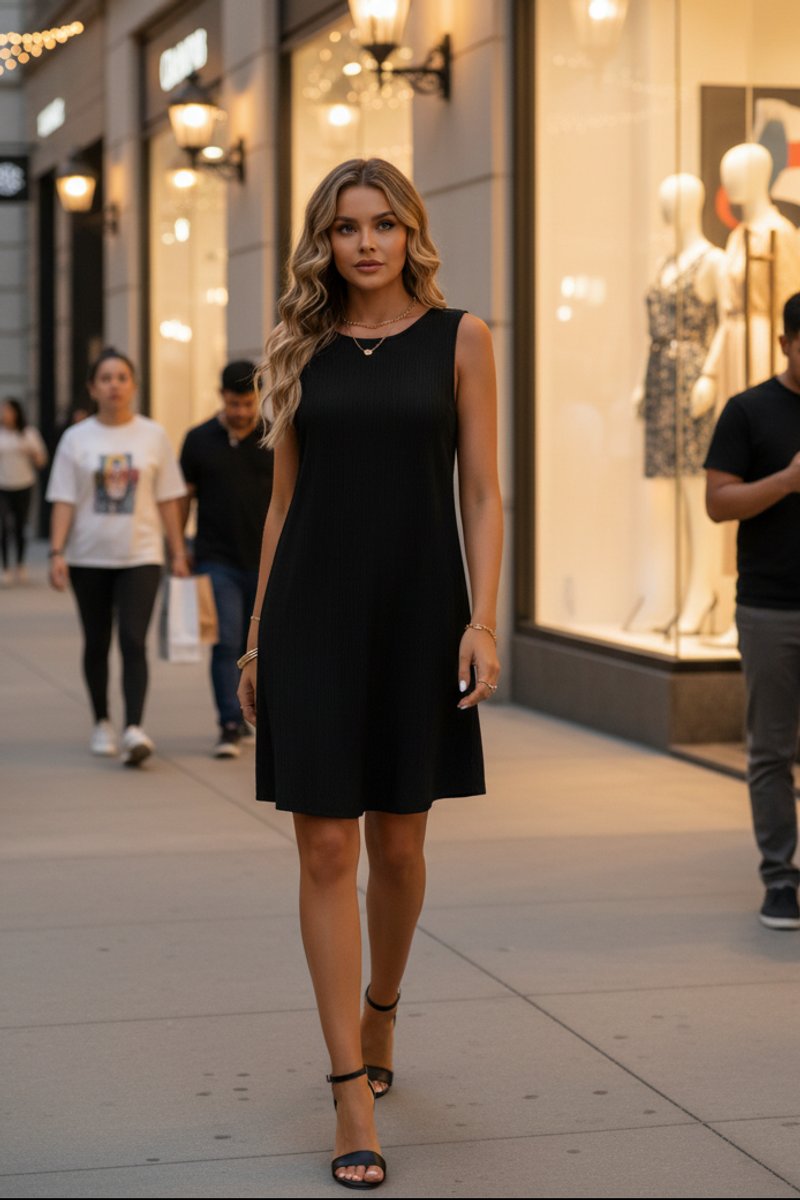 Dames Mouwloze Swing Mini-jurk Avondjurk Elegante Zomerjurk - Black