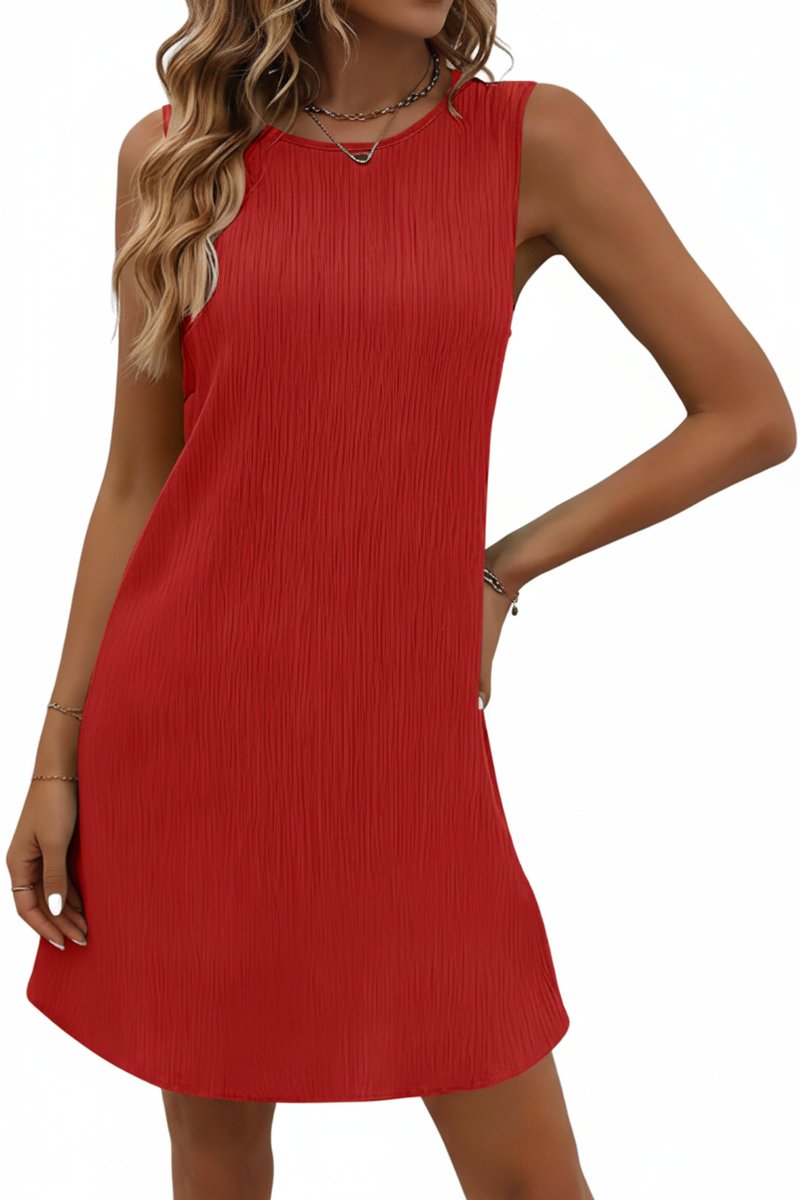 Dames Mouwloze Swing Mini-jurk Avondjurk Elegante Zomerjurk - Red