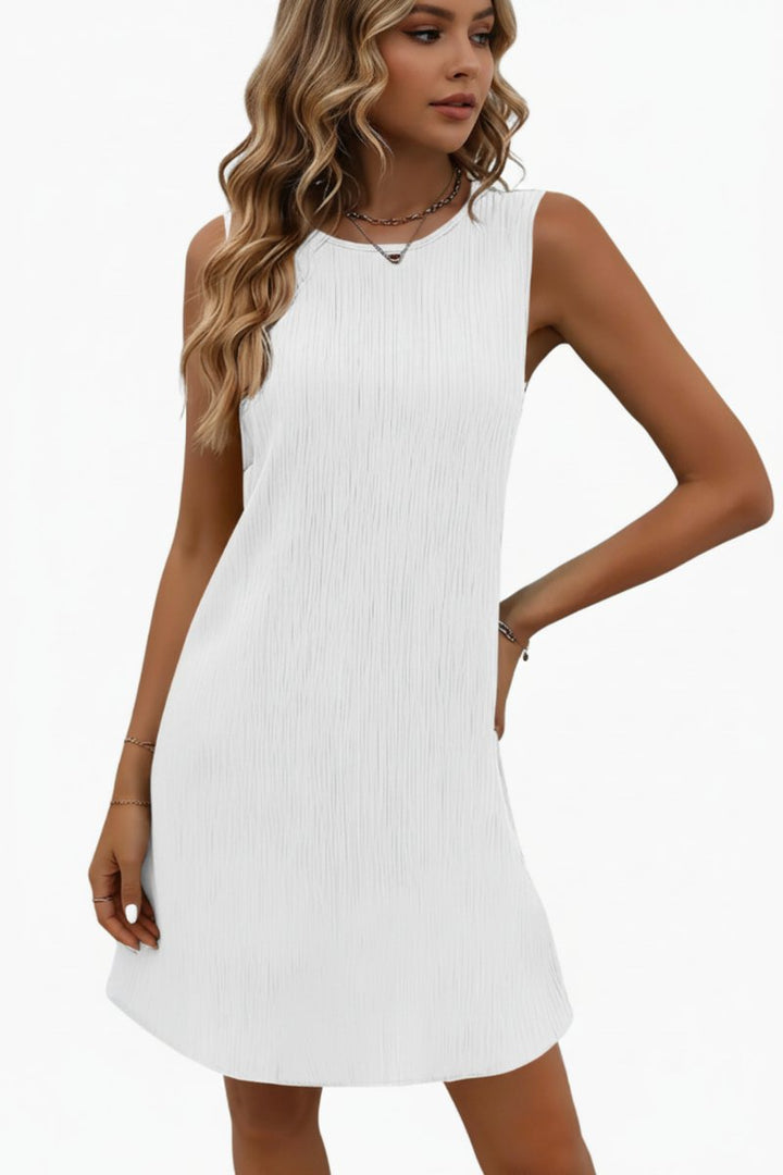 Dames Mouwloze Swing Mini-jurk Avondjurk Elegante Zomerjurk - White
