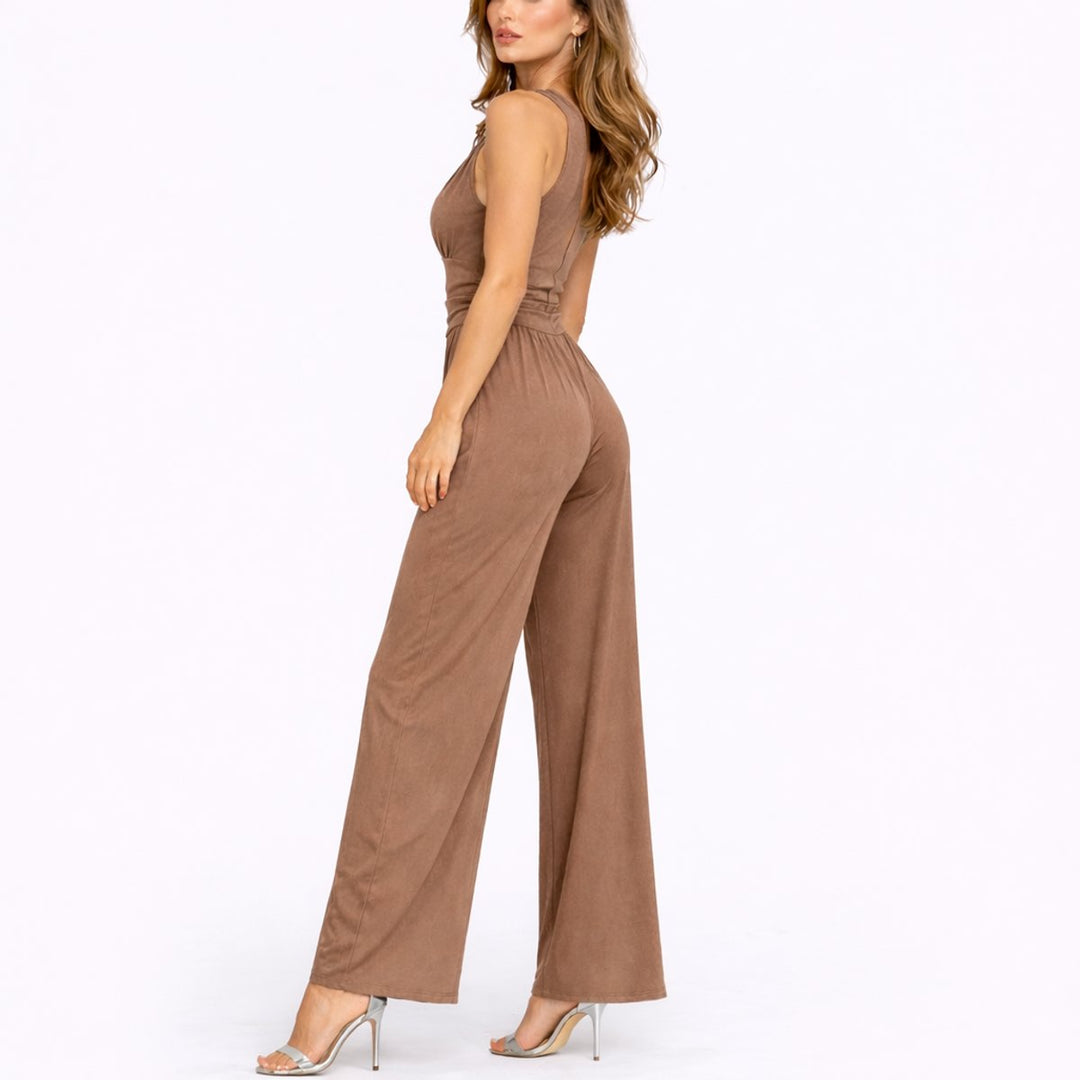 Dames Mouwloze Wide-Leg V-hals Jumpsuit
