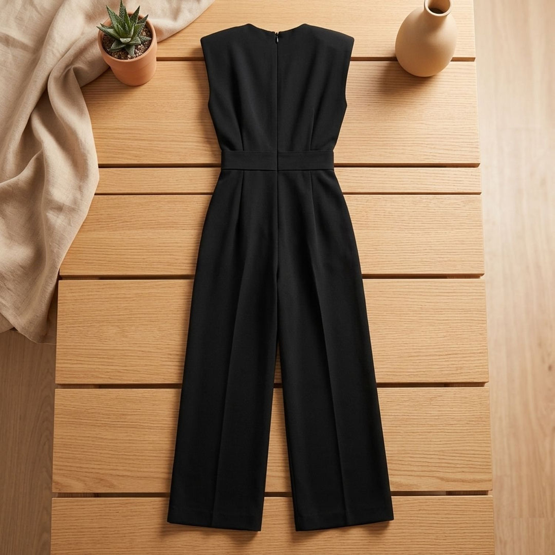 Dames Mouwloze Wijdbeens Jumpsuit met Hoge Taille