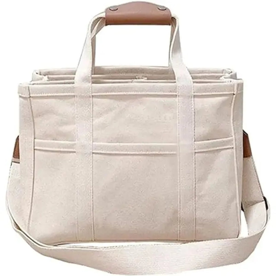 Dames Multivak Canvas Tote Bag Crossbody Shopper - Beige