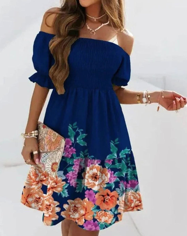 Dames Off-Shoulder Bloemenprint Mini Zomerjurk