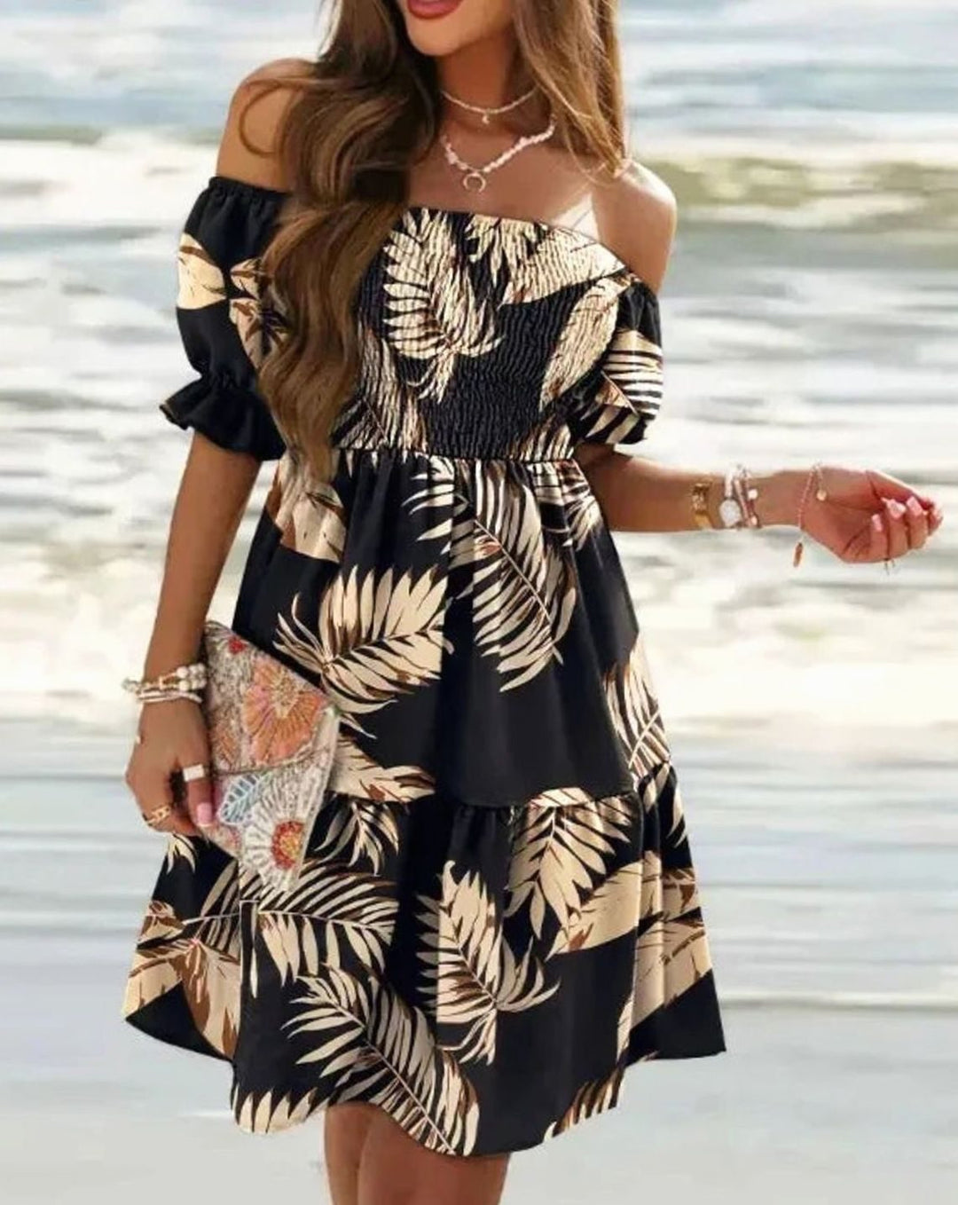 Dames Off-Shoulder Bloemenprint Mini Zomerjurk
